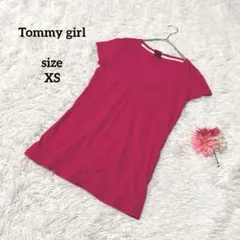 トミーガール 半袖Tシャツ カットソー Vネック ピンク ワンポイント XSのサムネイル