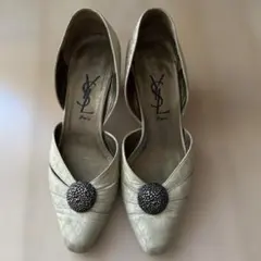 イブサンローラン35.5 Saint Laurentゴールドレオパード柄パンプスのサムネイル