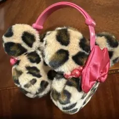 ミニー ヒョウ柄 イヤーマフ ディズニー耳あて ピンクリボンパール付き レア