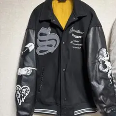 スタジャン ブラック 刺繍入り