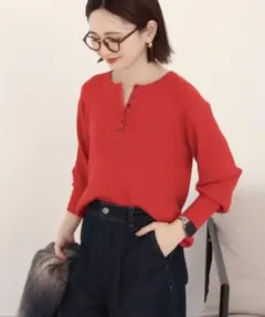 AMERICANHOLIC バイパチヘンリーネックリブニットプルオーバー