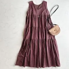 RADIATE ラディエイト ストライプ2WAYティアードワンピース　ブラウン