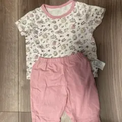 UNIQLO ベビー パジャマ 80cm アニマル柄　女の子　夏　半袖　花柄　花のサムネイル