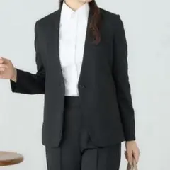 新品　AOKI アオキ　 ノーカラージャケット　S ブラック