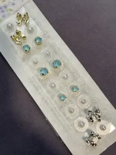 【灰紫】耳ツボジュエリー☆20粒☆水色系☆リボン