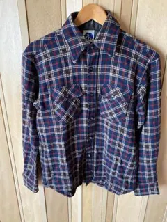 ABAHOUSE チェック柄 パンチング加工 長袖ウールシャツ メンズ 2（M）のサムネイル