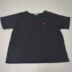 ハート刺繍 黒 半袖Tシャツ