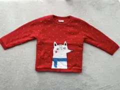 100サイズ 赤 キッズ服 ニット セーター トレーナー キツネ柄 女の子