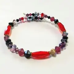 チェコとスワロの赤黒 ハンドメイド ビーズ ブレスレット
