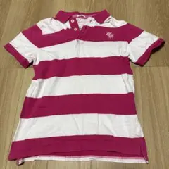 Abercrombie&Fitchピンクと白のストライプポロシャツ