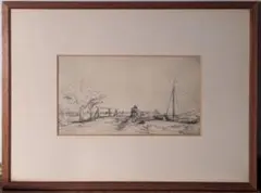 西原直子「パレ・ロワイヤルのカフェ」パステル画 額装 フランス #462-3 西原直子「パレ・ロワイヤルのカフェ」パステル画 額装 フランス #462