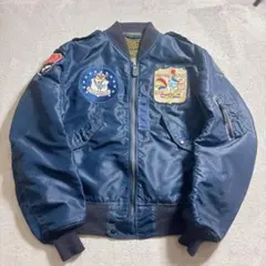 極美品□バズリクソンズ フライトジャケット L-2A ワッペン ネイビー