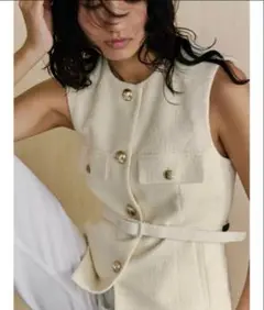 ZARA アイボリー ツイード ベスト
