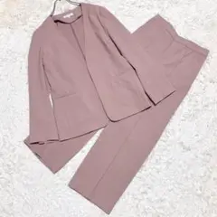 THE SHOP TK パンツスーツ上下 L ノーカラー ストレッチ 洗える