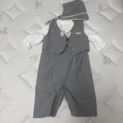 ★カバーオール　セレモニースーツ グレー ベスト付き　赤ちゃんの城★帽子付き