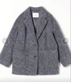 SHIPS any ウール ミックス シャギー シングル コート グレー