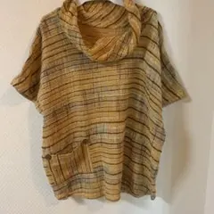 織物 チェック タートルネックベスト