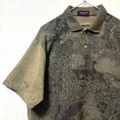 デザインシャツ　ポロシャツ　ヴィンテージ　レトロ　アート　アースカラー　半袖