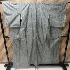 Z-1679 大島紬着物 一元式 正絹 袷着物 無地八掛 広衿 ブルー