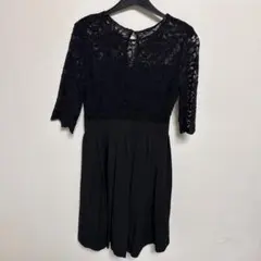 ブラックレースドレス 3/4袖