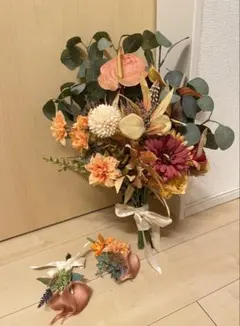 ウェディングブーケ　ブートニア　コサージュ　造花　前撮り