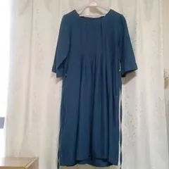 リネン　半袖ワンピース