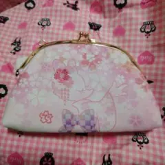 ディズニー　がま口　ポーチ　ピンク　桜