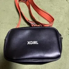 X-girl ショルダーバッグ 黒 オレンジストラップ