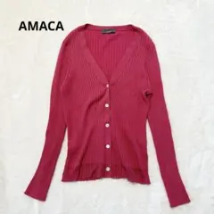 AMACA 洗える✨　リブニットカーディガン　ピンク　XL 長袖　大きめサイズのサムネイル