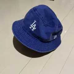 New Era LAロゴ バケットハット 青　ビンテージ美品