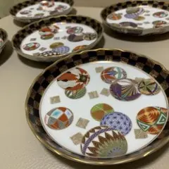 庫山窯　手毬　色絵手まり　銘々皿　５枚 前畑陶器庫山窯色絵手まり銘々皿揃5枚セット取り皿小皿金彩古伊万里