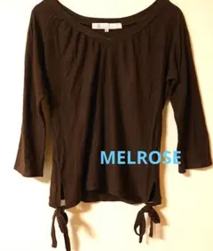 MELROSE チョコレートブラウン 五分袖 カットソー　裾リボン サイズ3