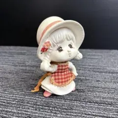 【当時物】JAPANヴィンテージ 陶器人形 昭和レトロ 乙女 置物 カントリー