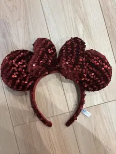 ディズニー カチューシャ ミニー ベロア　赤　スパンコール