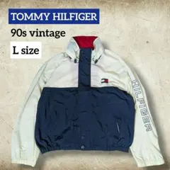 神シルエット★​袖ロゴ90sトミーヒルフィガー ナイロンセーリングジャケット Lのサムネイル