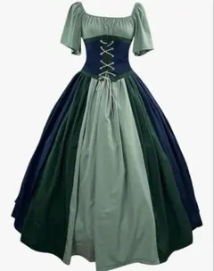(blueさん専用)中世 ドレス ワンピース レディー （緑、オレンジ)