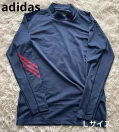 adidas ネイビー ハイネック長袖シャツ L
