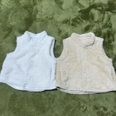 フリース ベビーベスト 2色セット　双子