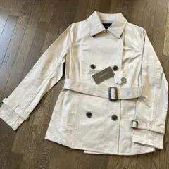 タグ付き新品GLACIER ダブルブレストショートトレンチコートM薄ベージュ