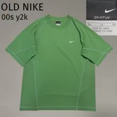00s y2k OLD NIKE スウッシュ 刺繍ロゴ DRI-FIT Tシャツ
