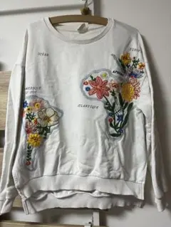ZARA152 刺繍　トレーナー白　サイズ11/12