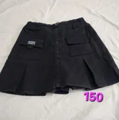 プリーツスカート 150 黒 女の子 スカート風キュロット
