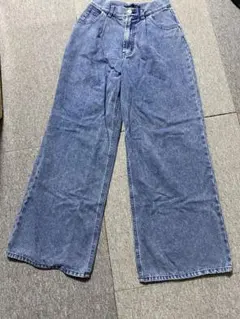 Hister ライトブルーデニム ワイドレッグパンツ