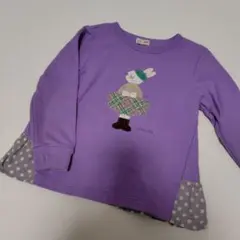 ウサギ刺繍 紫 長袖トレーナー　スウェットのサムネイル