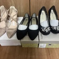 PICHE ABAHOUSE ベージュラメ　ヒールパンプス３点セット