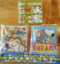 スヌーピー☆メモ帳×3☆消しゴム×３☆鉛筆×３のセット品♪