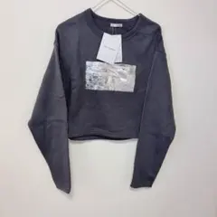 新品 ダークグレー　 スウェット　 トレーナー 長袖 クロップド丈　 裏起毛