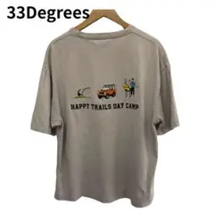 33Degrees 刺繍　Tシャツ　ベージュ　ストリート　ランタン　丸首　半袖