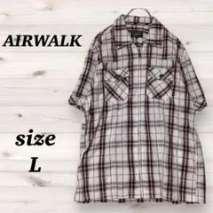 AIRWALK （L）半袖シャツ 　チェック柄　フロントジッパー　赤　黒　白のサムネイル