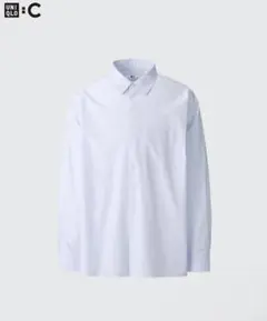 UNIQLO C ブロードオーバーサイズシャツ ストライプ L ブルー